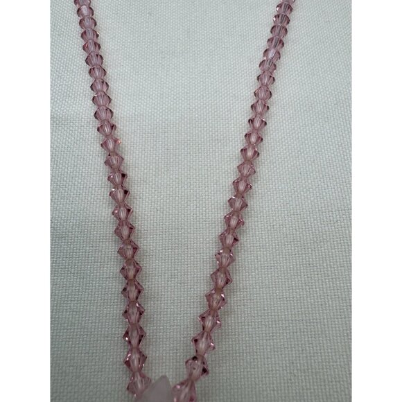 Miriam Haskell Pink Crystal Necklace Faceted Drop Vintage Signed Rare Estate - Picture 8 of 10